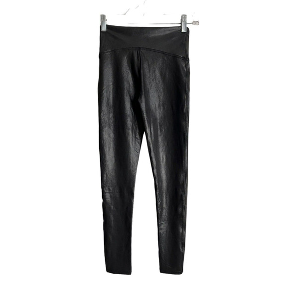 Spanx Leggings Faux Leather Size Small Pull On Shaping Pants Black - Picture 1 of 10